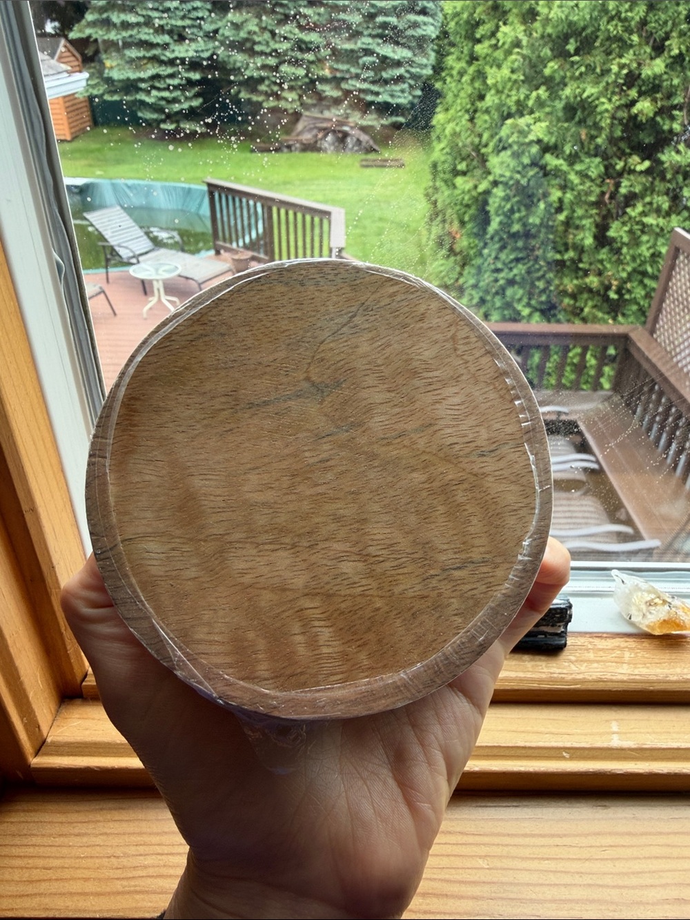 Four wooden coasters